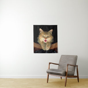 Mad Cat Painting - Niedliche Original Cat Art Wandteppich