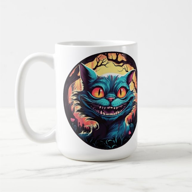 Mad Cheshire Cat Alice im Wunderland Kaffeetasse (Links)