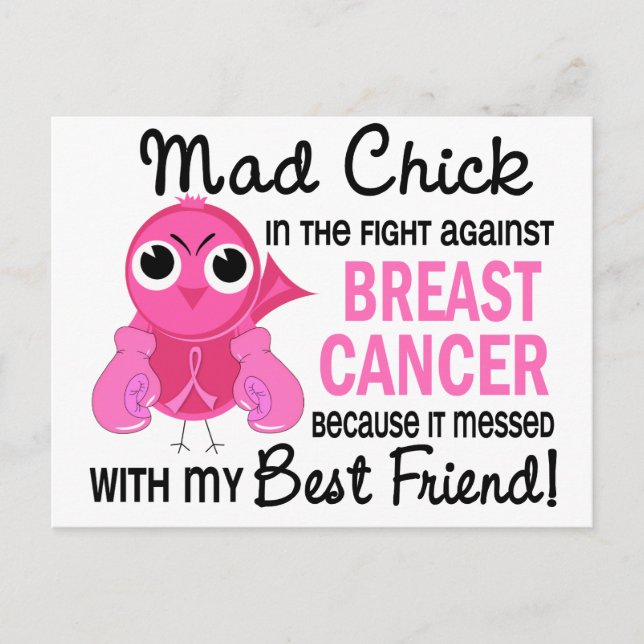 Mad Chick 2 Best Friend Breast Cancer Postkarte (Vorderseite)