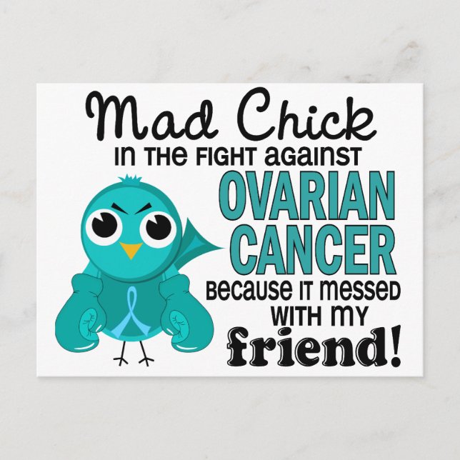 Mad Chick 2 Friend Ovarialkarzinom Postkarte (Vorderseite)