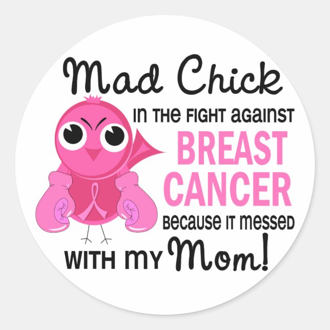 Mad Chick 2 Mama Brustkrebs Runder Aufkleber (Vorderseite)