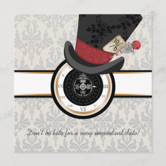 Mad Hatter Alice im Wunderland Hochzeit Einladung