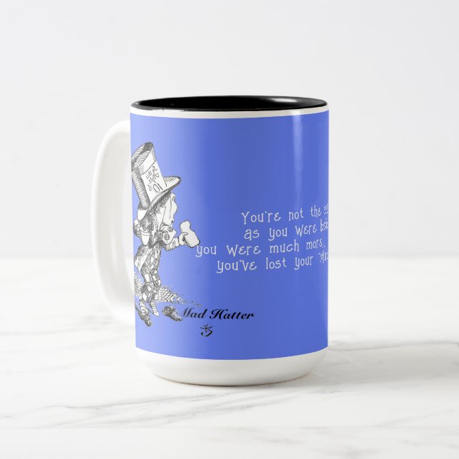 Mad Hatter Alice im Wunderland Muchier Muchness Zweifarbige Tasse (Vorderseite Links)