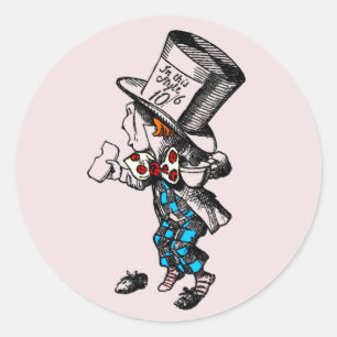 Mad Hatter Alice im Wunderland Runder Aufkleber