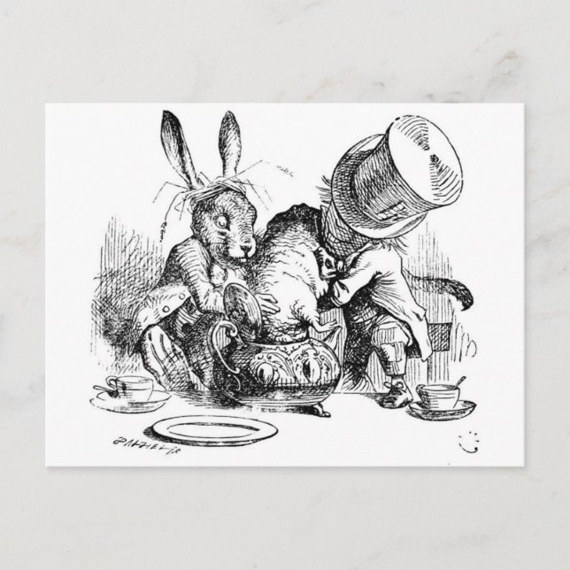 Mad Hatter, Dormouse und März Hare Postkarte (Vorderseite)