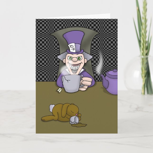 Mad Hatter Grußkarte Karte (Vorderseite)