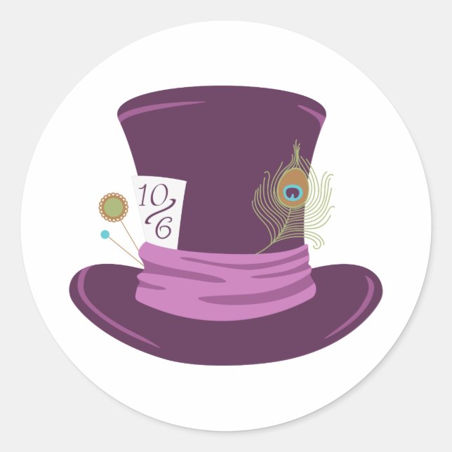 Mad Hatter Hat Runder Aufkleber (Vorderseite)
