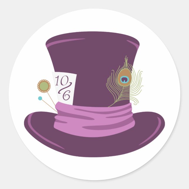 Mad Hatter Hat Runder Aufkleber (Vorderseite)