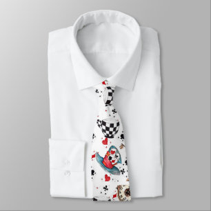 Mad Hatter Hat und Cards Neck Tie Krawatte