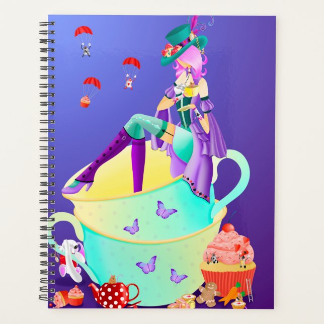 Mad Hatter in der Teetasse Planer (Vorderseite)