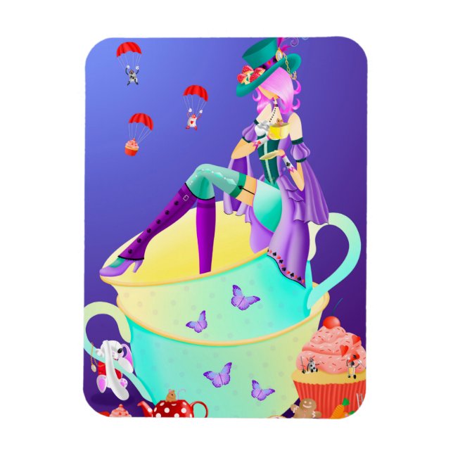 Mad Hatter in Teacup Magnet (Vertikal)