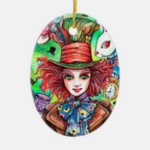 Mad Hatter & Rabbit Keramik Ornament