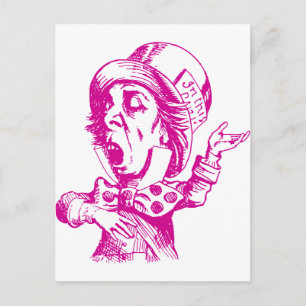 Mad Hatter rosa Postkarte