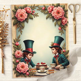 Mad Hatter Tee Party Rose Scrapbook Paper