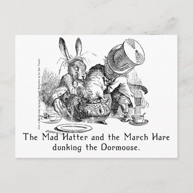 Mad Hatter und März Hare Dunking der Dormaus Postkarte (Vorderseite)