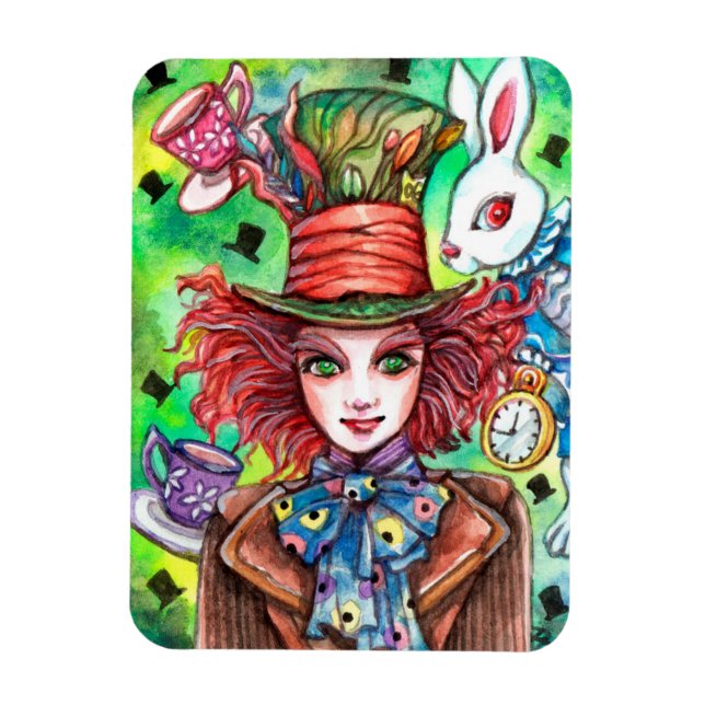 Mad Hatter und Rabbit Magnet (Vertikal)