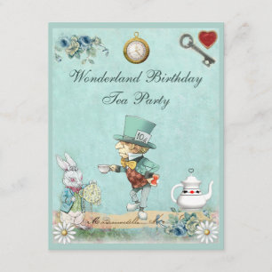 Mad Hatter Wonderland Birthday Tee Party Einladung