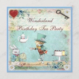 Mad Hatter Wonderland Birthday Tee Party Einladung