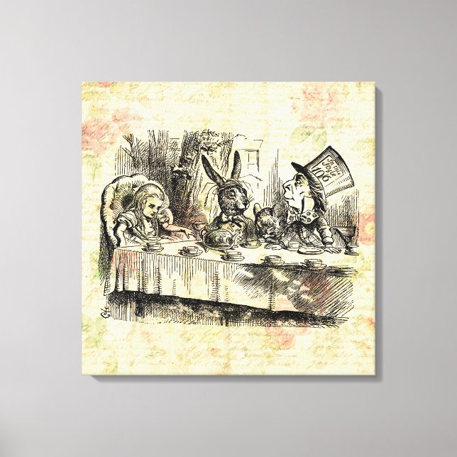 Mad Hatters Tea Party Alice im Wunderland Art Leinwanddruck (Vorderseite)