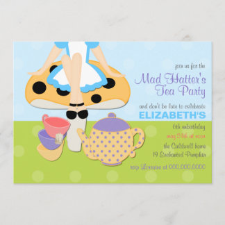 Mad Hatters Tea Party Geburtstagseinladung Einladung