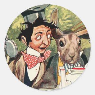 Mad Hatters Tea-Party Runder Aufkleber
