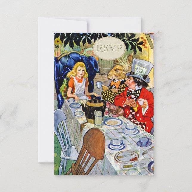 Mad Hatters Tea Party UAWG RSVP Karte (Vorderseite)