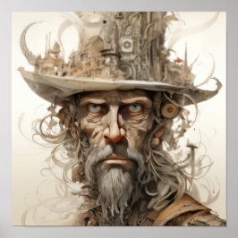 Mad Hatters Whimsy: Porträt des eczentrischen Hute Poster