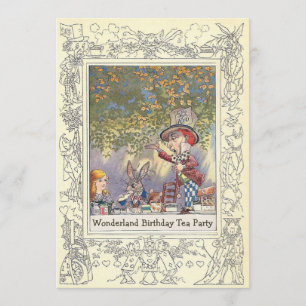 Mad Hatters Wonderland Geburtstags-Tea-Party Einladung