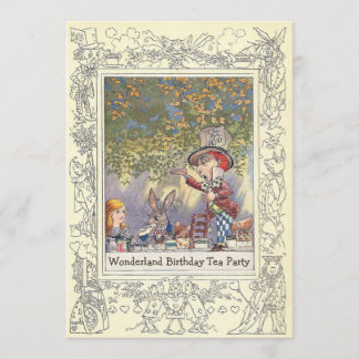 Mad Hatters Wonderland Geburtstags-Tea-Party Einladung