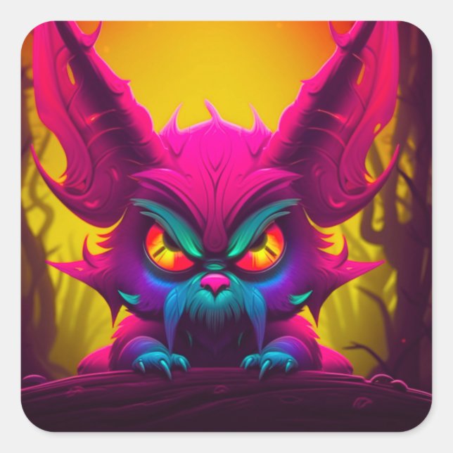 Mad-Kreatur Quadratischer Aufkleber (Vorderseite)