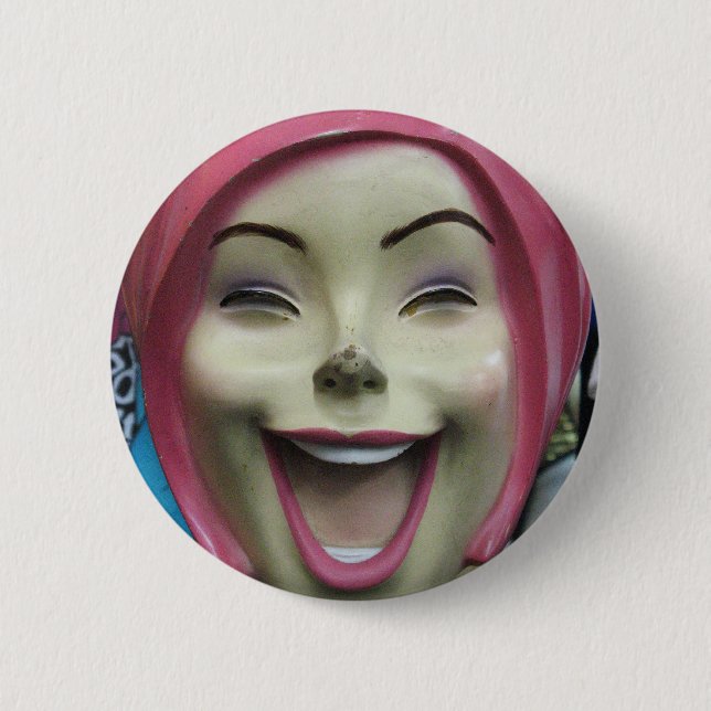 Mad Laughing Mannequin ~ Uncanny Valley Girl Button (Vorderseite)