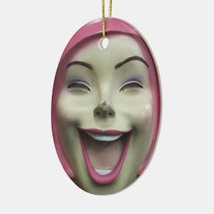 Mad Laughing Mannequin ~ Uncanny Valley Girl Keramik Ornament