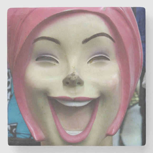 Mad Laughing Mannequin ~ Uncanny Valley Girl Steinuntersetzer (Vorderseite)