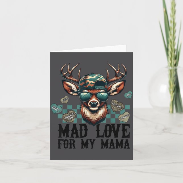Mad Love For My Mama Deer Head Valentines Day Hunt Karte (Vorderseite)