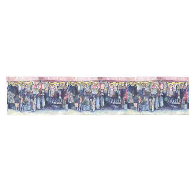 Mad Man on Market and Main, Singapur Kurzer Tischläufer (Horizontal)