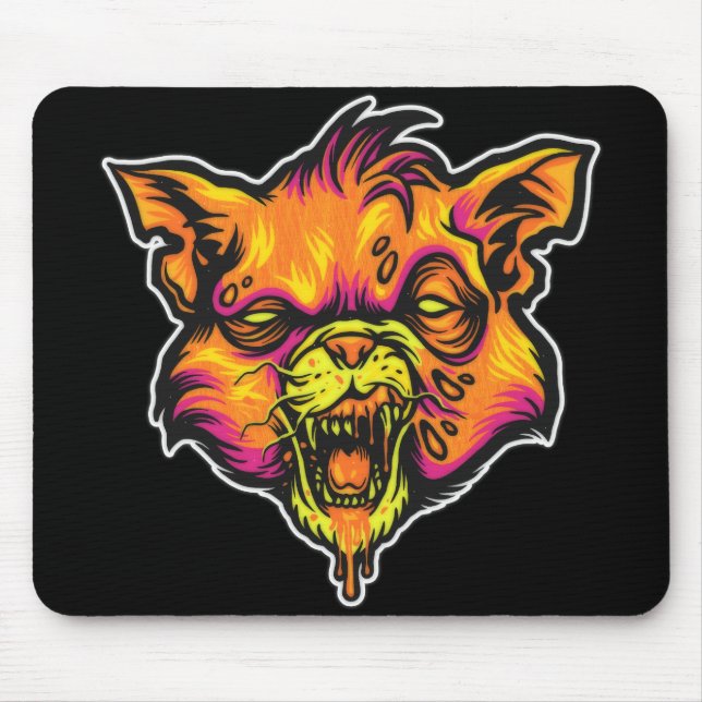Mad Rabid Cat Illustration Mousepad (Vorne)
