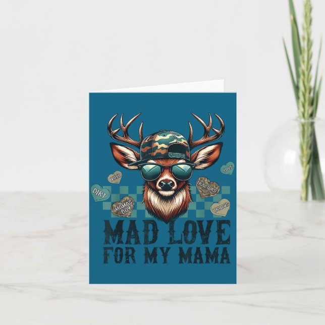Mad Retro Love For My Mama Camo Deer Hunting Valen Karte (Vorderseite)