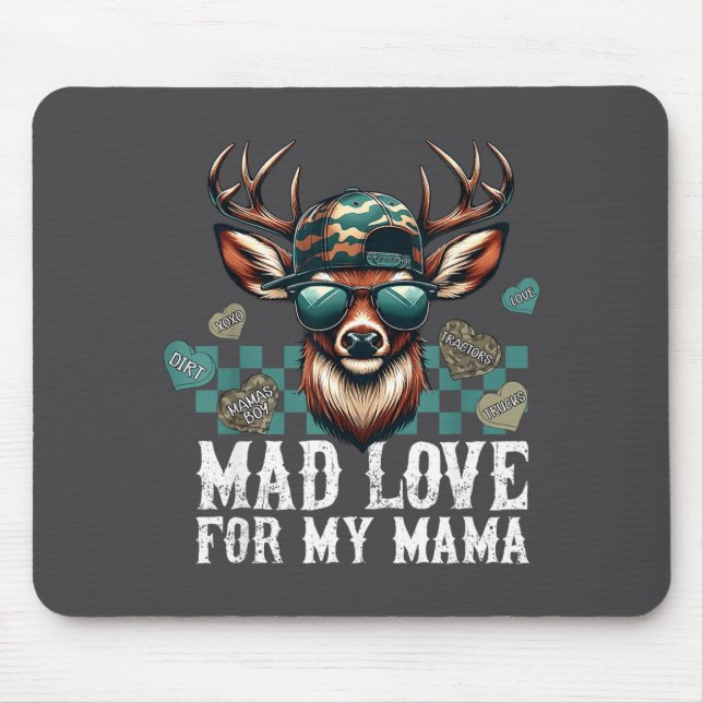 Mad Retro Love For My Mama Camo Deer Hunting Valen Mousepad (Vorne)