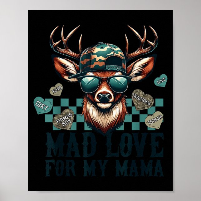 Mad Retro Love For My Mama Camo Deer Hunting Valen Poster (Vorne)