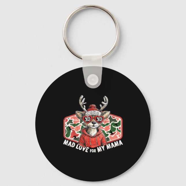 Mad Retro Love For My Mama Camo Deer Hunting Valen Schlüsselanhänger (Vorderseite)