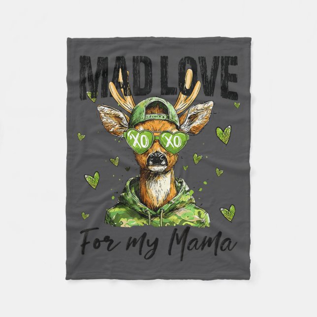 Mad Retro Love For My Mama Deer Hunting Boys Valen Fleecedecke (Vorderseite)