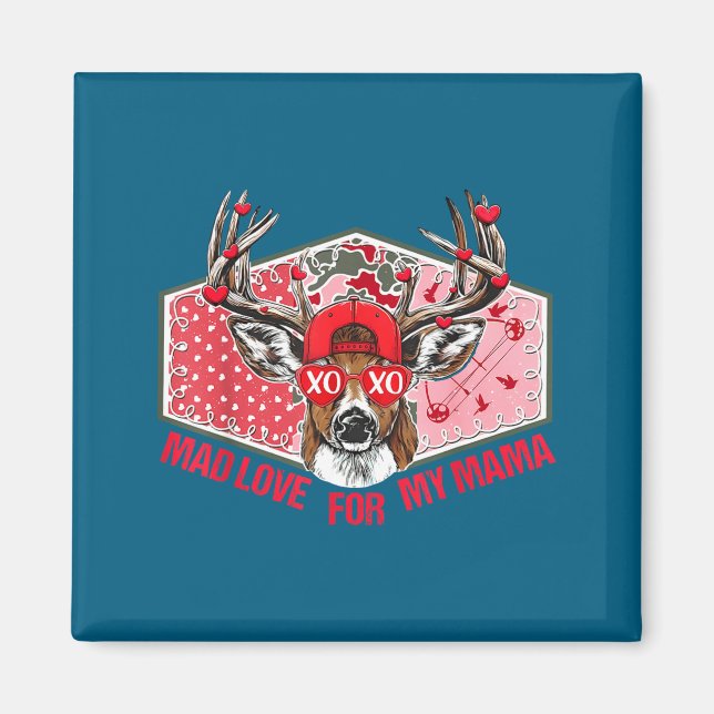 Mad Retro Love For My Mama Deer Hunting Boys Valen Magnet (Vorne)