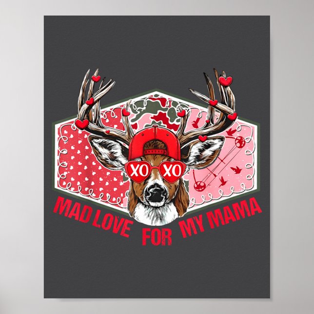 Mad Retro Love For My Mama Deer Hunting Boys Valen Poster (Vorne)