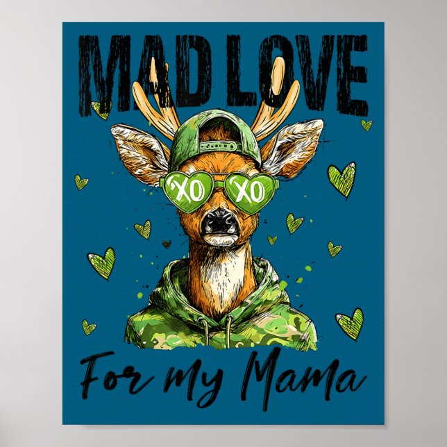 Mad Retro Love For My Mama Deer Hunting Boys Valen Poster (Vorne)
