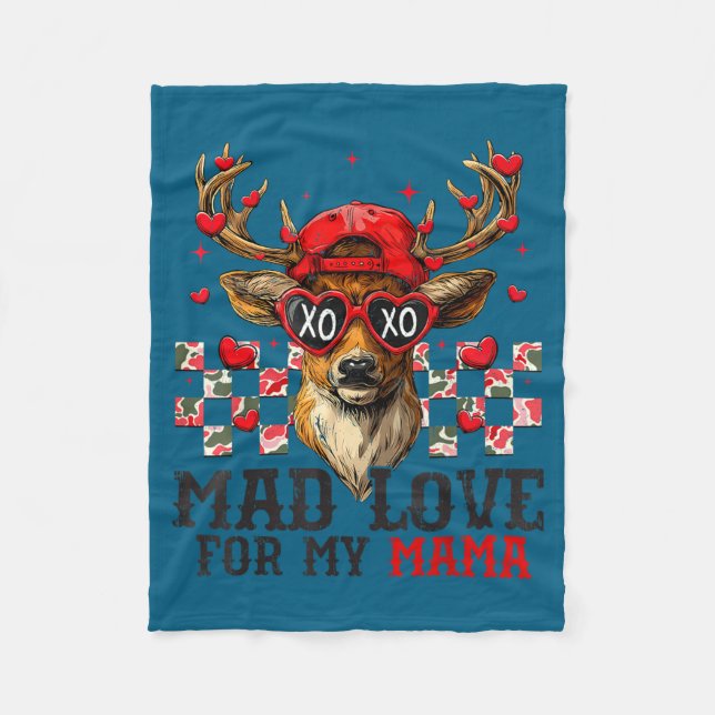 Mad Retro Love For My Mama Deer Hunting Happy Vale Fleecedecke (Vorderseite)