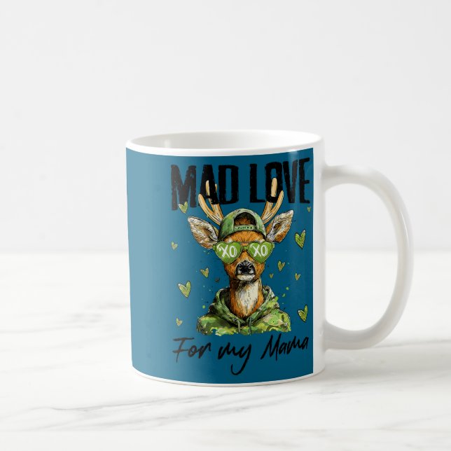 Mad Retro Love For My Mama Deer Hunting Happy Vale Kaffeetasse (Rechts)