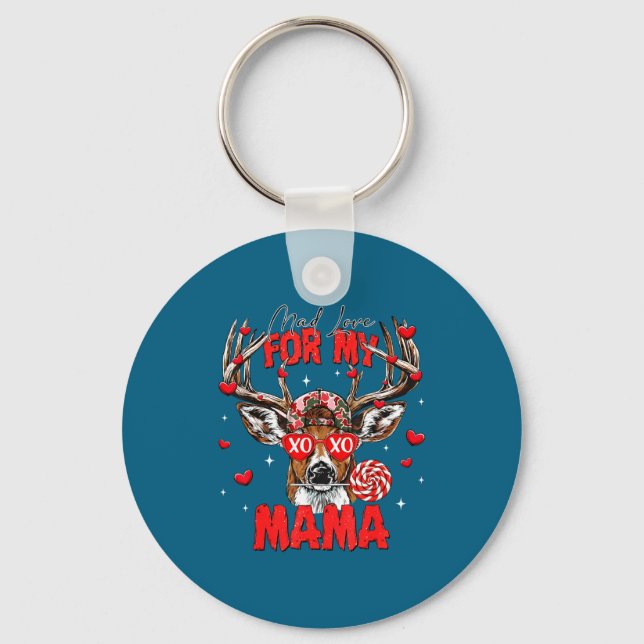 Mad Retro Love For My Mama Deer Hunting Happy Vale Schlüsselanhänger (Vorderseite)
