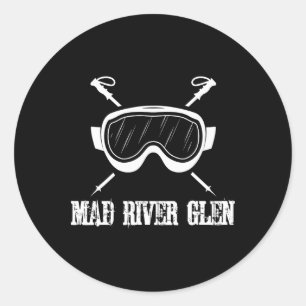 Mad River Glen Vermont Rustikaler Skifahrer Gog Runder Aufkleber