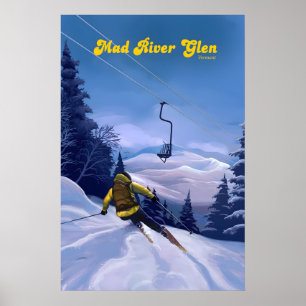 Mad River Glen Vermont Skigebiet Reiseplakat Poster