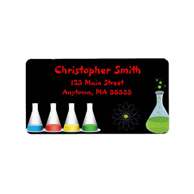 Mad Science Birthday Party Address Labels Adressaufkleber (Vorne)